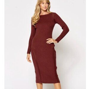 Burgundy Sweater Midi Dress